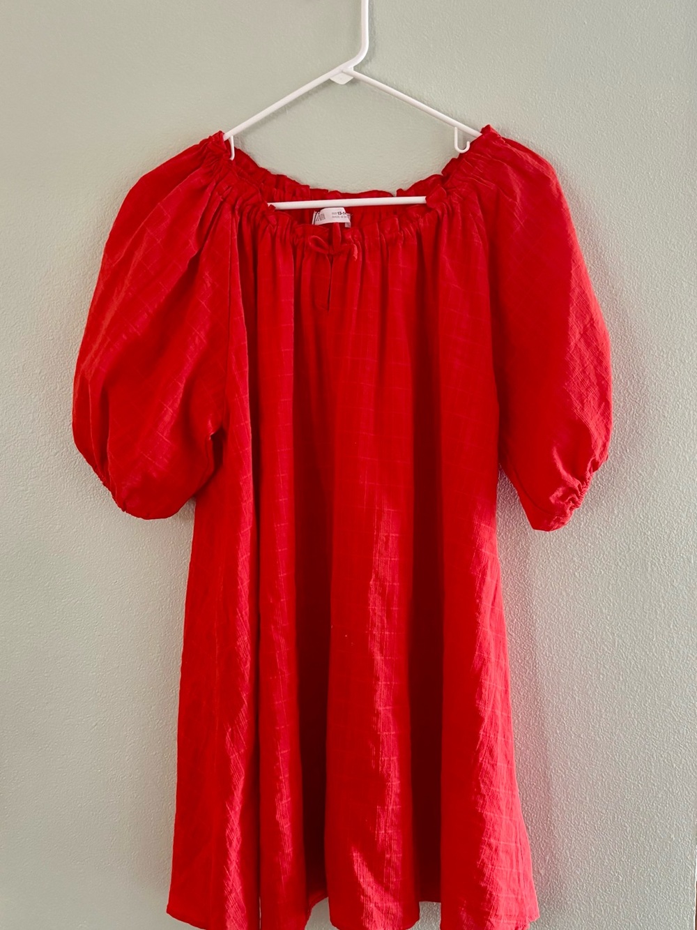 Zara Bright Red Puff-Sleeve Kids Dress